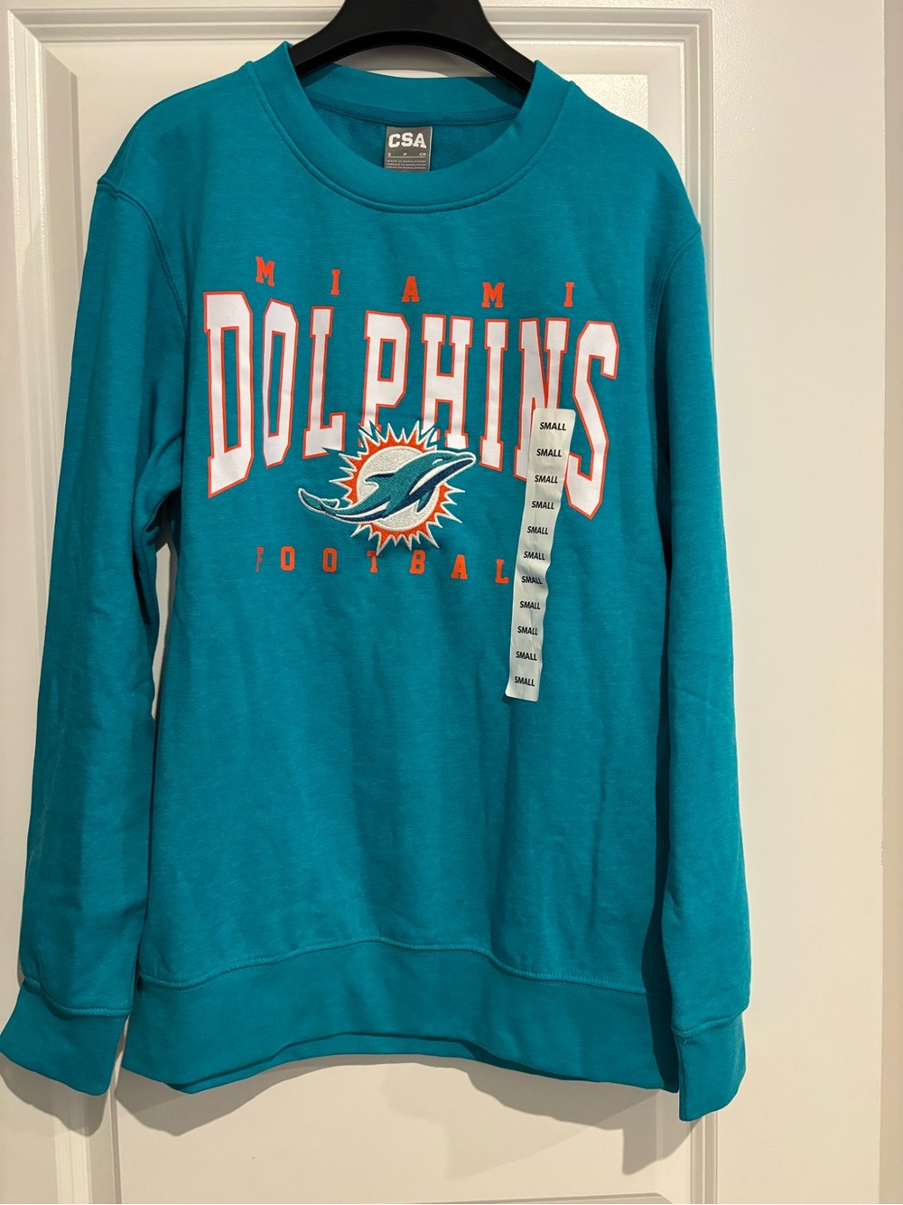 Miami Dolphins Teal Crewneck Sweatshirt - Team Logo Long Sleeve - Small